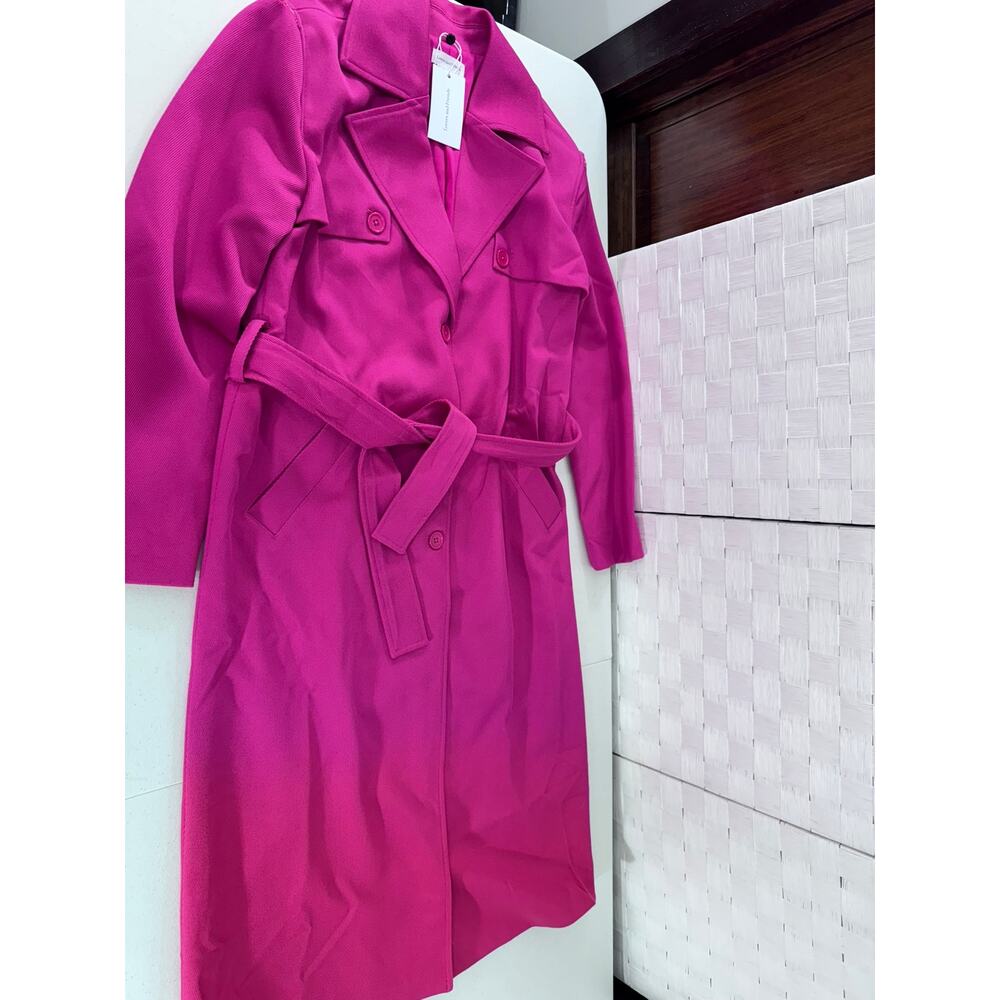 "NEW W/DEFECT" "Lovers & Friends" Hot Pink Trench Coat SZ XS Fairy Goth Blondie - Picture 4 of 16
